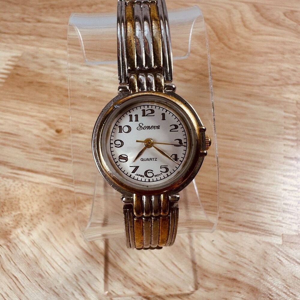 Soneva Vintage Art Deco Style Two Tone Gold Silver Tone Women’s 24mm Watch